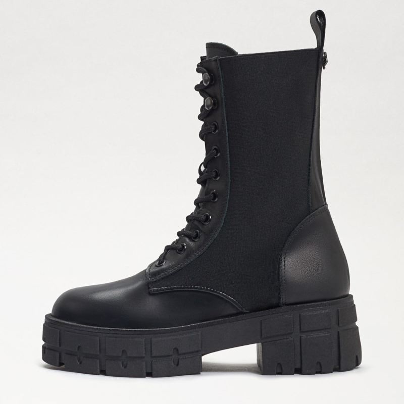 Sam Edelman Nakita Combat Boot-Black Leather