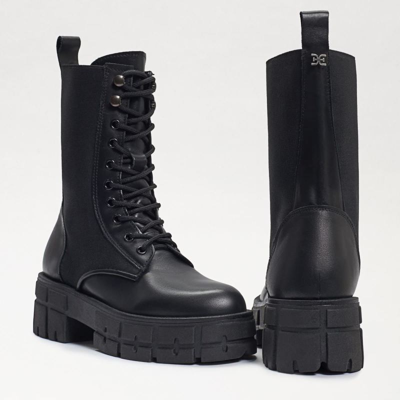 Sam Edelman Nakita Combat Boot-Black Leather