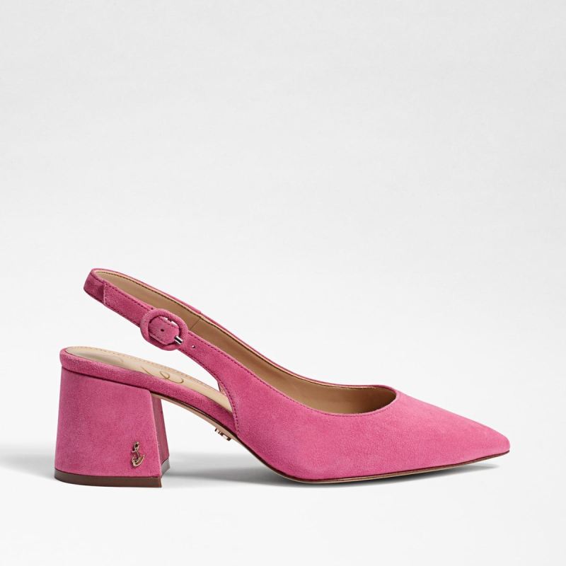 Sam Edelman Petra Pointed Toe Slingback-Pink Confetti Suede