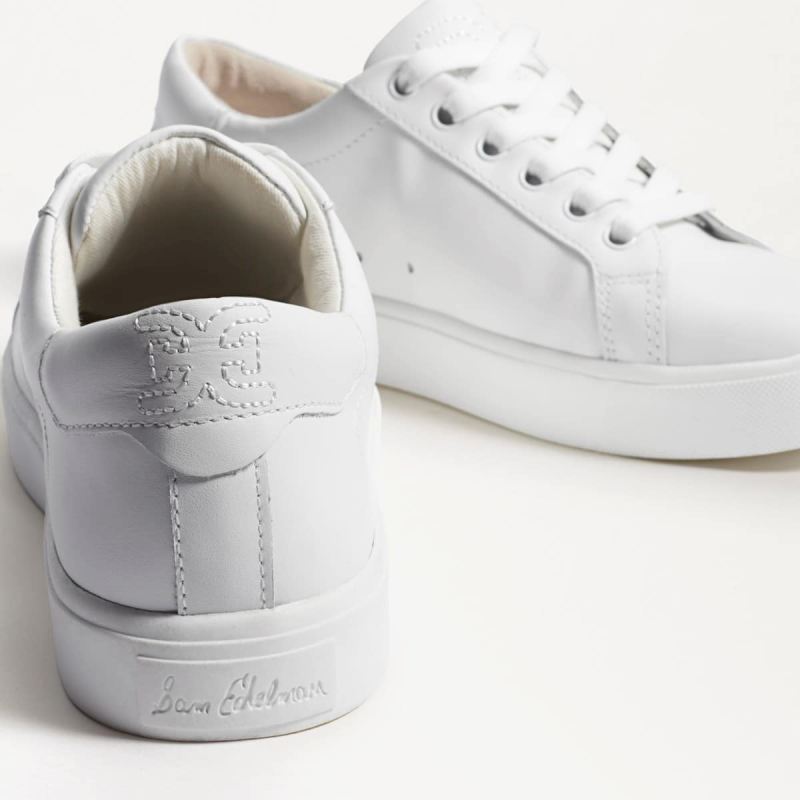 Sam Edelman Ethyl Lace Up Sneaker-White Leather