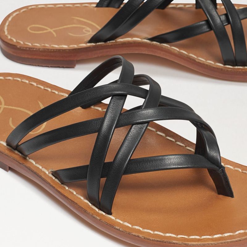 Sam Edelman Marinea Strappy Slide Sandal-Black Leather