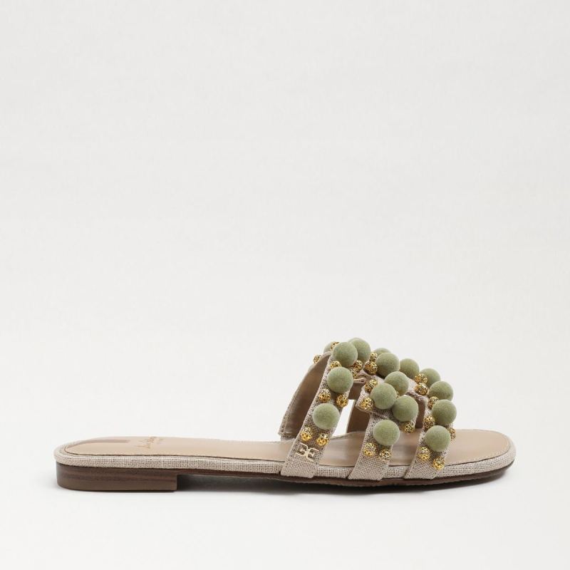 Sam Edelman Bay Embellished Slide Sandal-Natural/Pistachio Linen