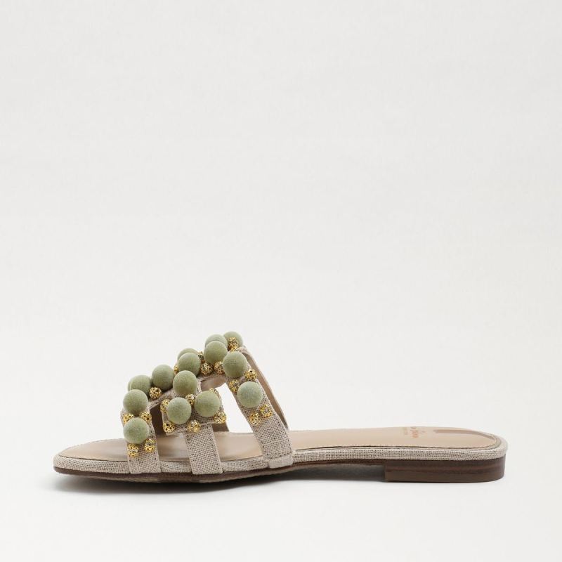 Sam Edelman Bay Embellished Slide Sandal-Natural/Pistachio Linen