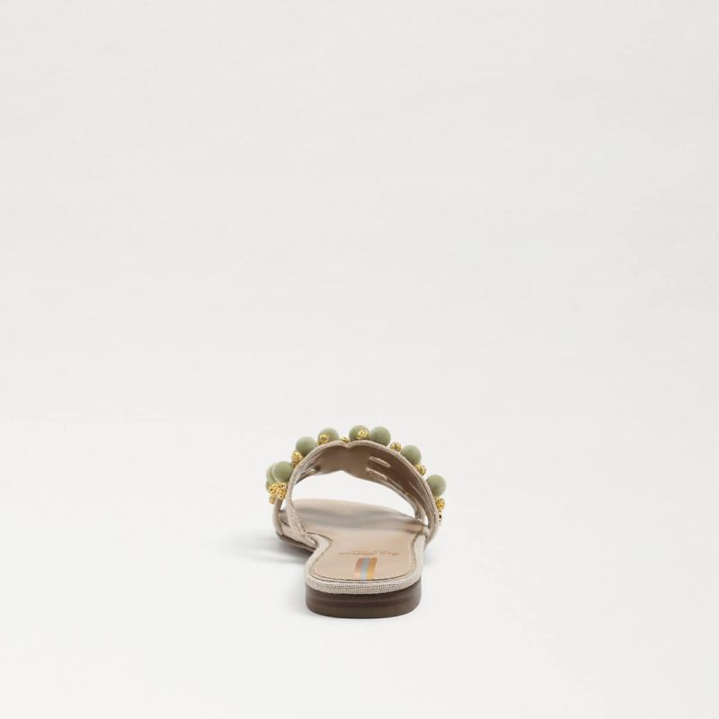 Sam Edelman Bay Embellished Slide Sandal-Natural/Pistachio Linen