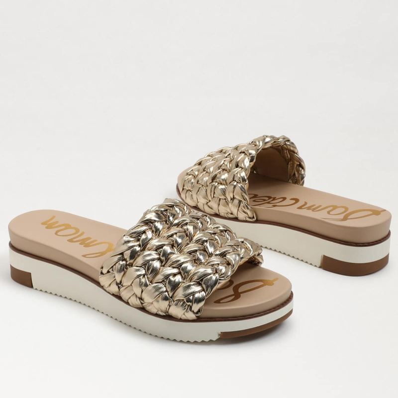 Sam Edelman Ainslie Braided Slide Sandal-Gold Leaf