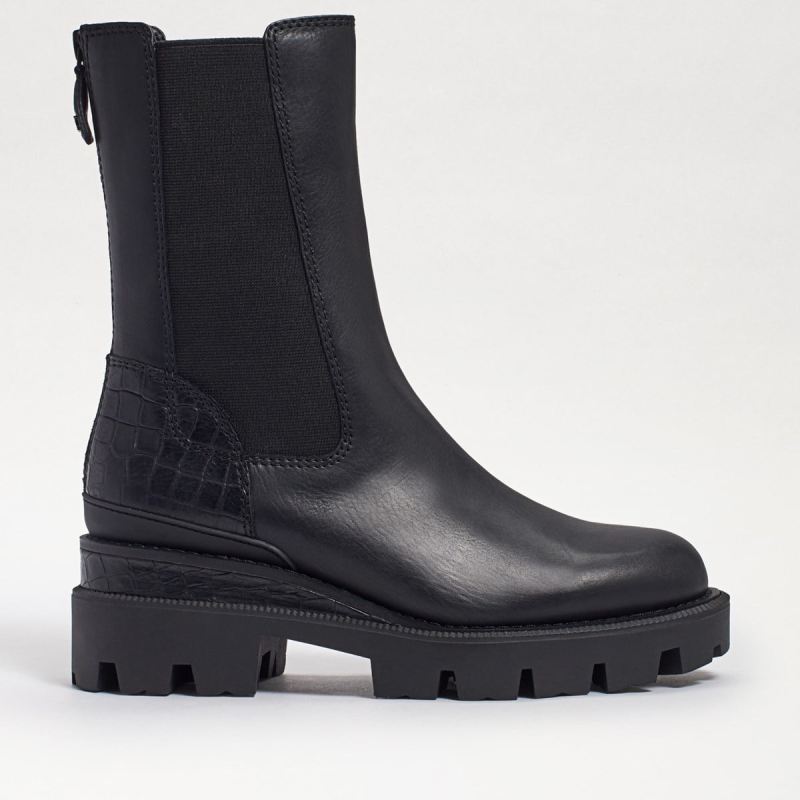 Sam Edelman Genia Lug Sole Chelsea Boot-Black Leather