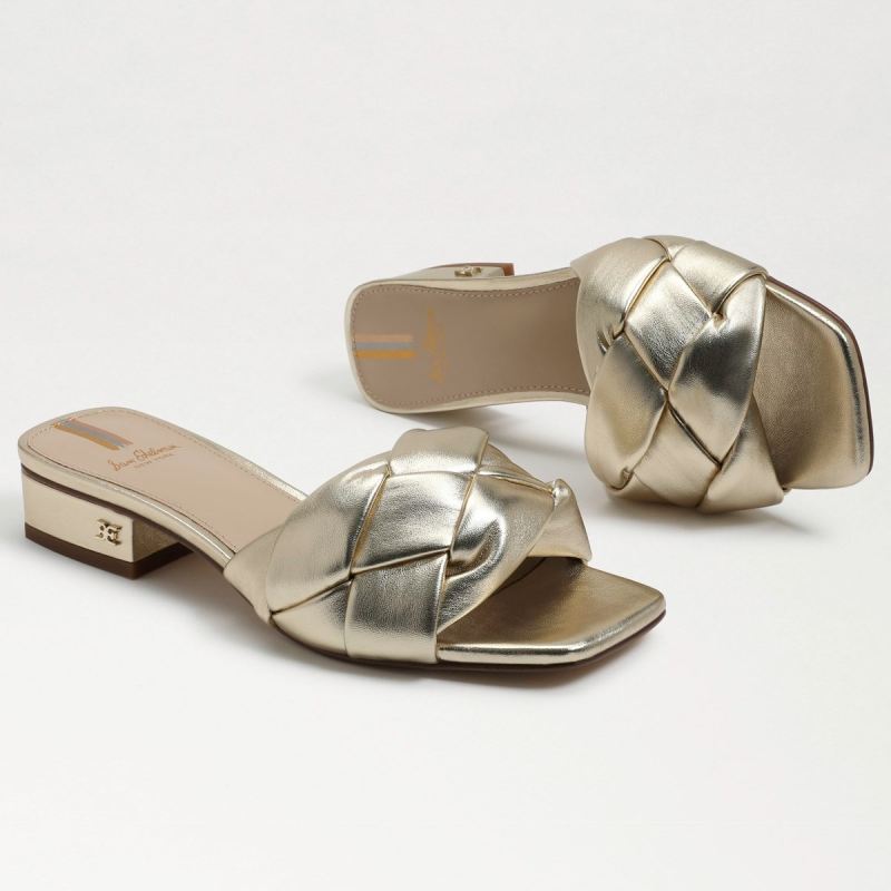 Sam Edelman Dawson Slide Sandal-Gold Leaf Leather