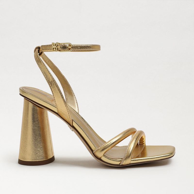 Sam Edelman Kia Block Heel Sandal-Dark Gold Leather
