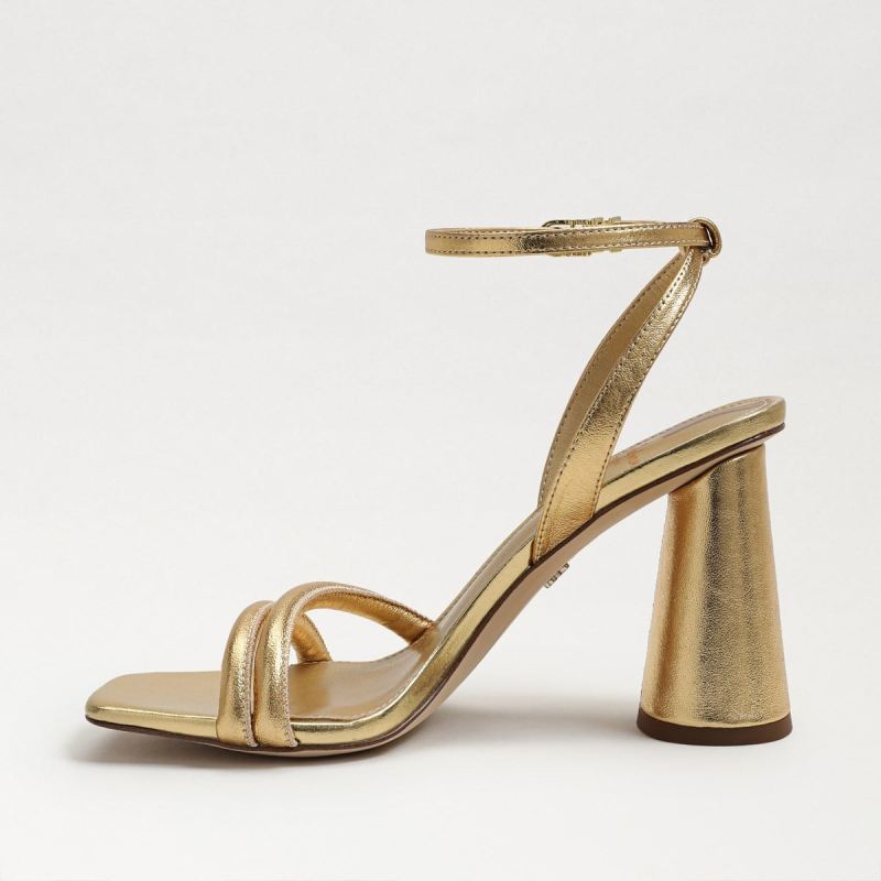 Sam Edelman Kia Block Heel Sandal-Dark Gold Leather