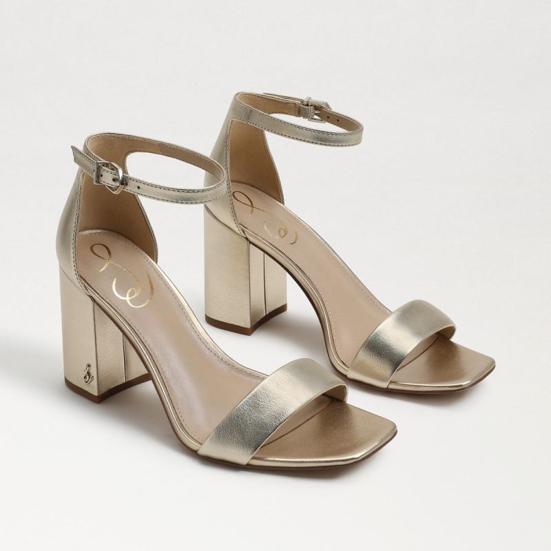 Sam Edelman Daniella Block Heel Sandal-Gold Metallic Leather