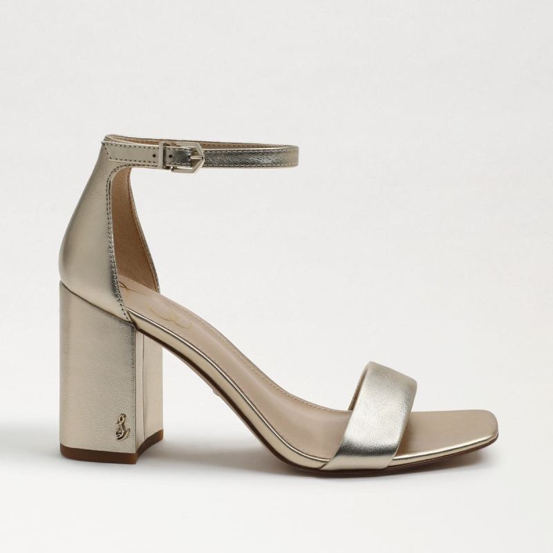 Sam Edelman Daniella Block Heel Sandal-Gold Metallic Leather