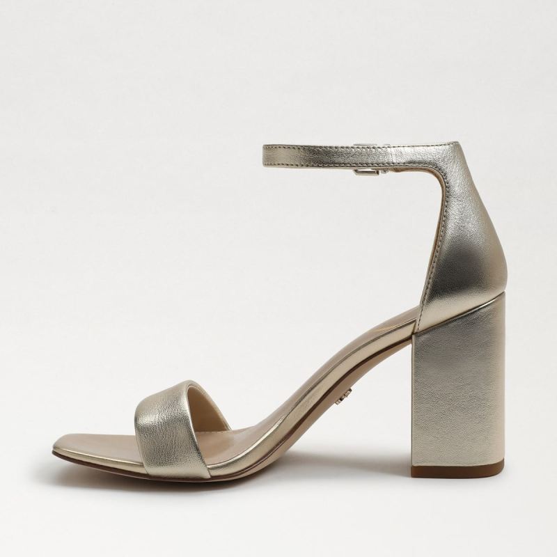 Sam Edelman Daniella Block Heel Sandal-Gold Metallic Leather