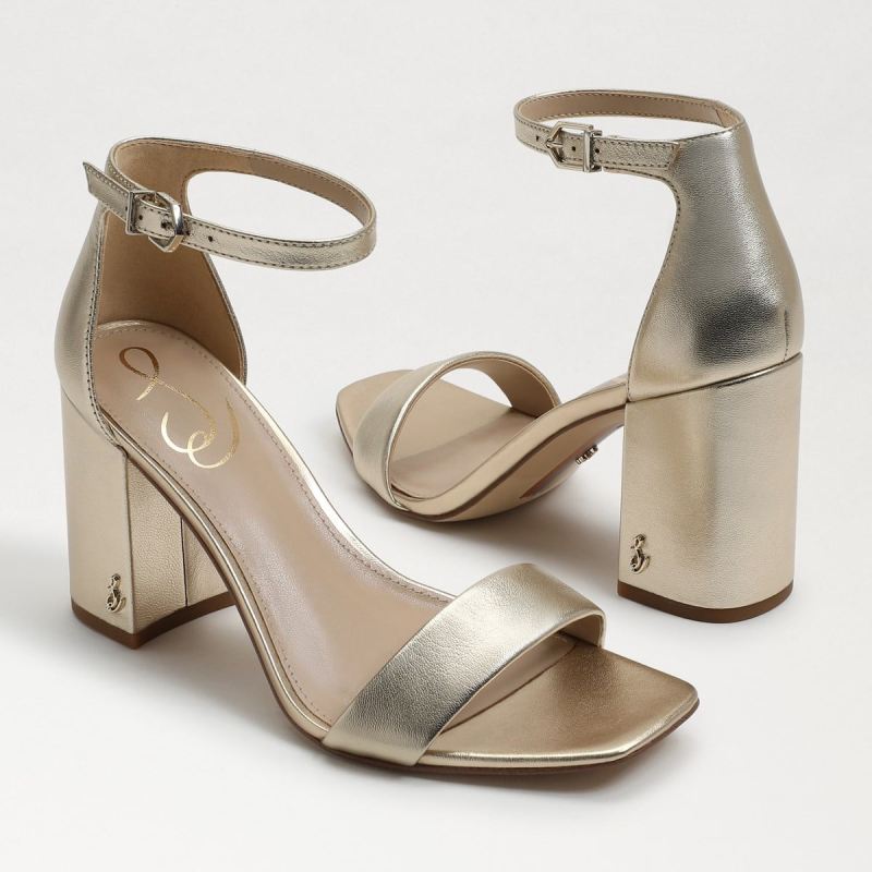Sam Edelman Daniella Block Heel Sandal-Gold Metallic Leather