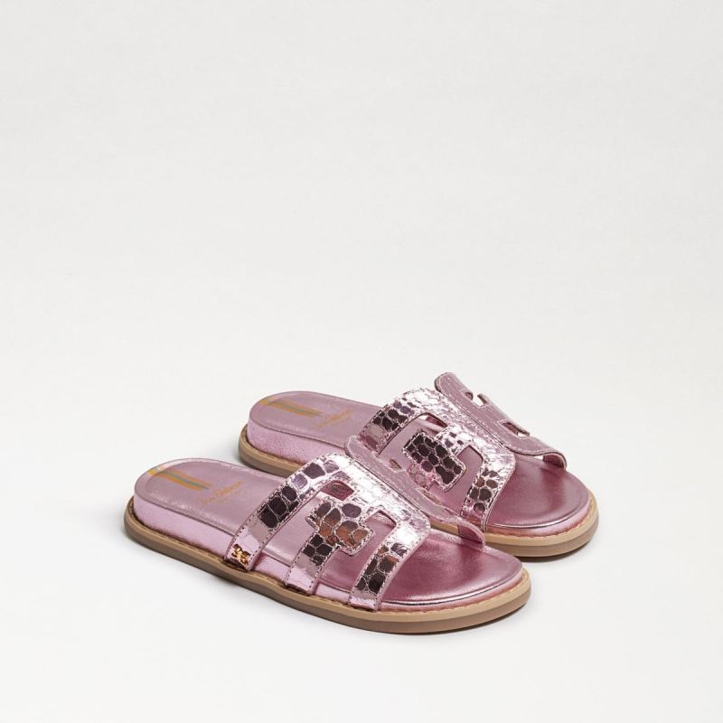 Sam Edelman Valeri Kids Slide Sandal-Pink Metallic Croc