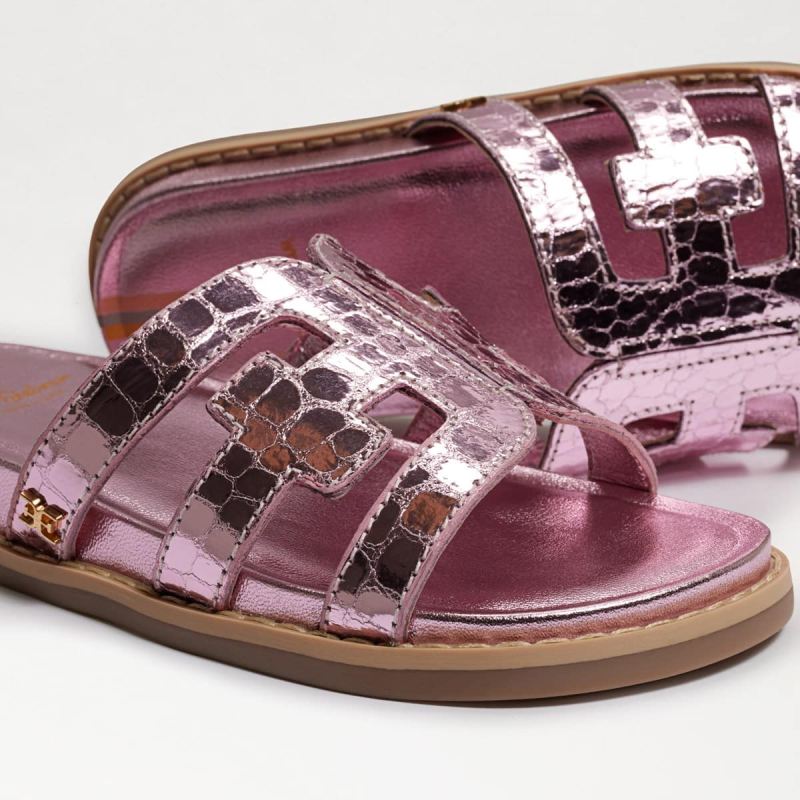 Sam Edelman Valeri Kids Slide Sandal-Pink Metallic Croc