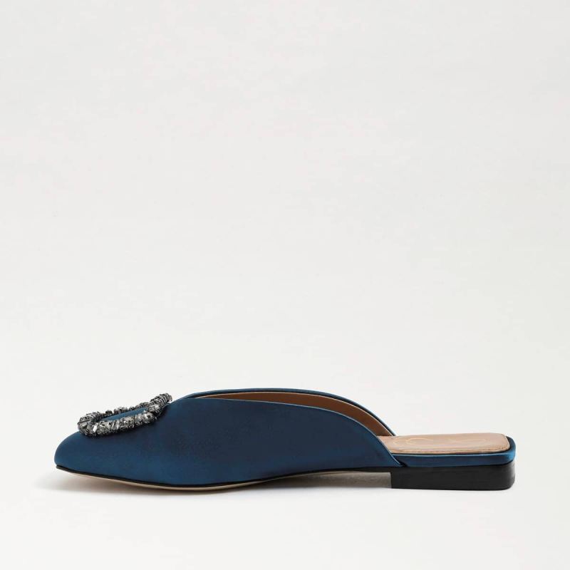 Sam Edelman Lavina Buckle Mule-Peacock Blue Satin