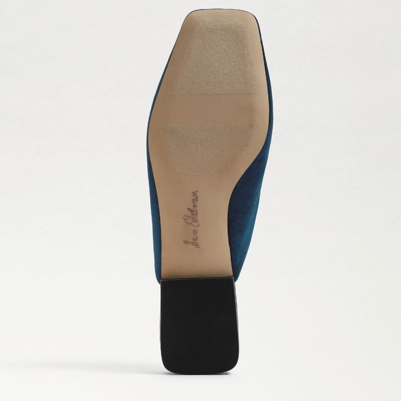 Sam Edelman Lavina Buckle Mule-Peacock Blue Satin