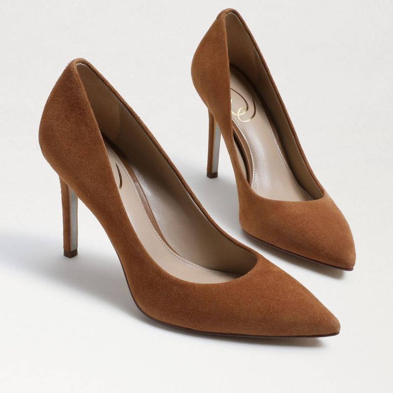 Sam Edelman Hazel Pointed Toe Heel-Toasted Walnut Suede