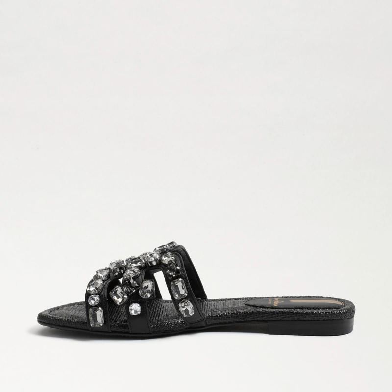 Sam Edelman Bay Embellished Slide Sandal-Black Leather