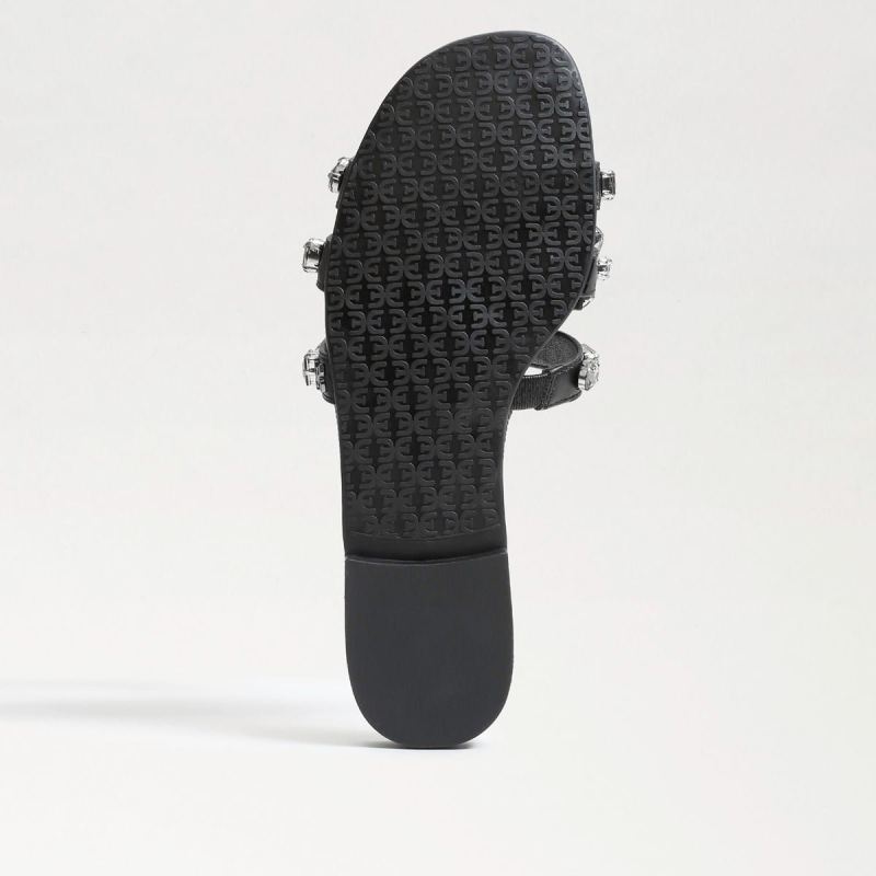 Sam Edelman Bay Embellished Slide Sandal-Black Leather
