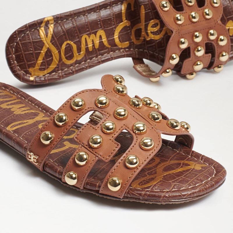 Sam Edelman Bay 14 Studded Slide Sandal-Saddle Leather