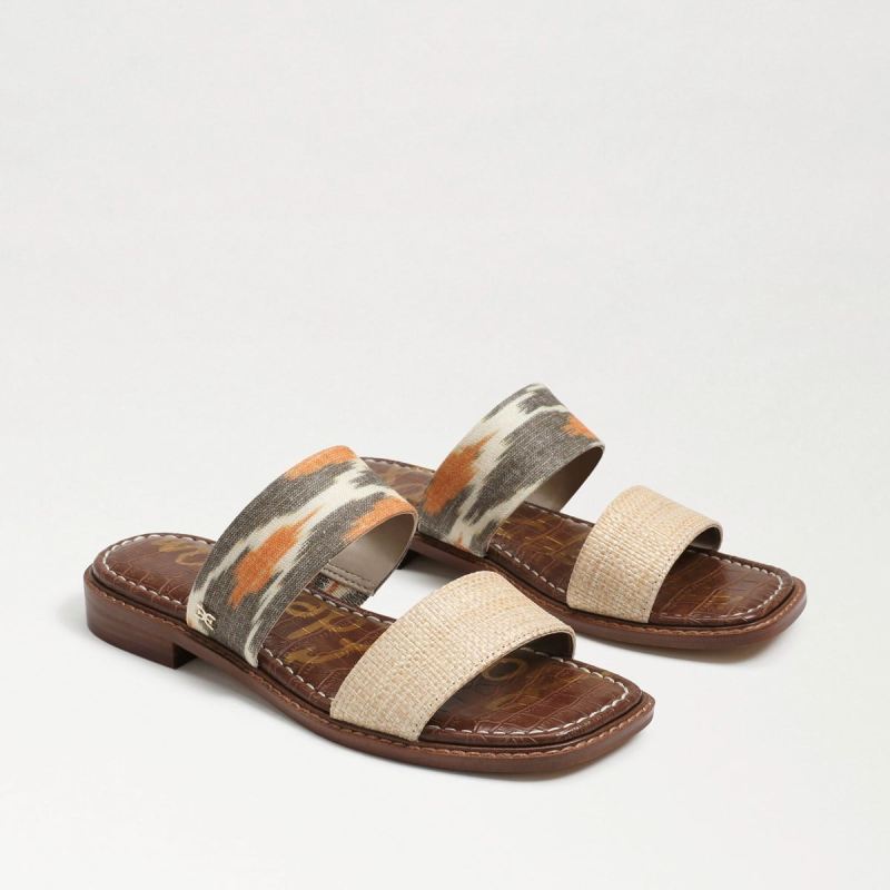 Sam Edelman Haydee Stitch Slide Sandal-Beige/Grey Ikat