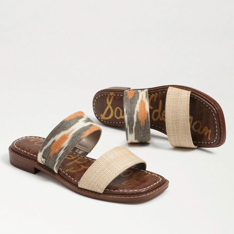 Sam Edelman Haydee Stitch Slide Sandal-Beige/Grey Ikat