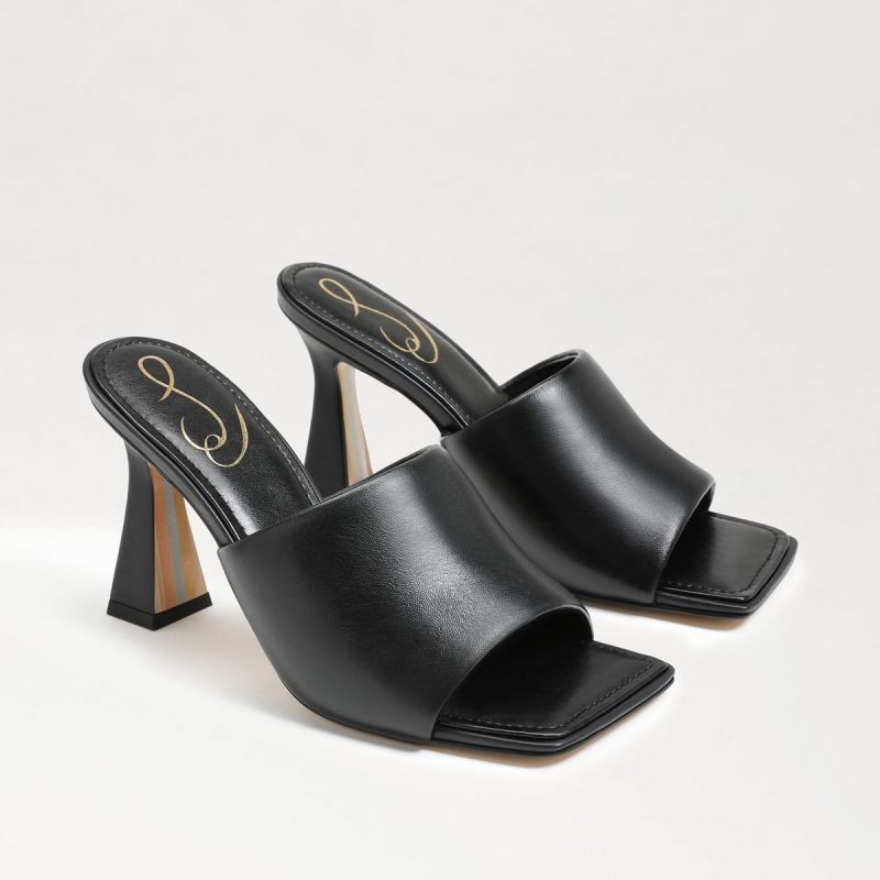 Sam Edelman Carmen Mule Heel Sandal-Black Leather - Click Image to Close