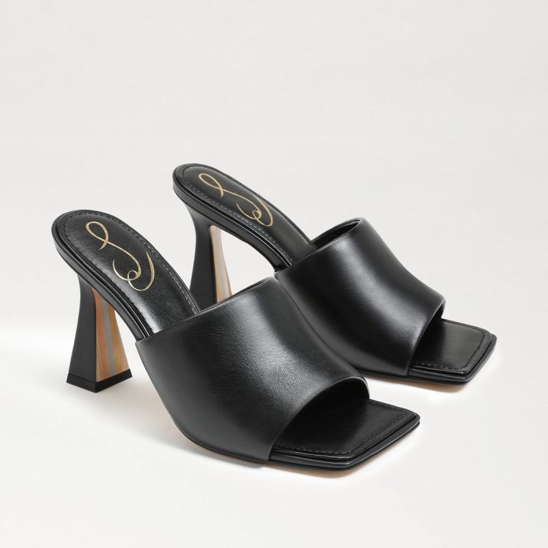 Sam Edelman Carmen Mule Heel Sandal-Black Leather