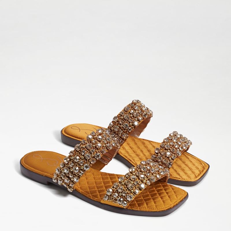 Sam Edelman Ezel Embellished Slide Sandal-Golden Yellow Satin