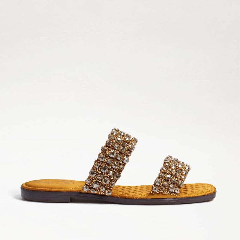 Sam Edelman Ezel Embellished Slide Sandal-Golden Yellow Satin