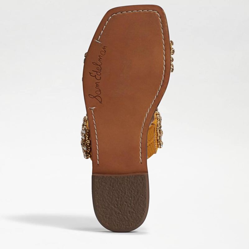 Sam Edelman Ezel Embellished Slide Sandal-Golden Yellow Satin