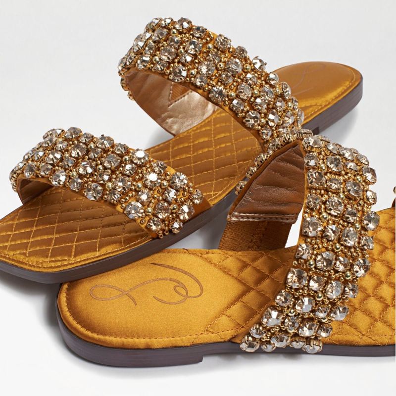Sam Edelman Ezel Embellished Slide Sandal-Golden Yellow Satin