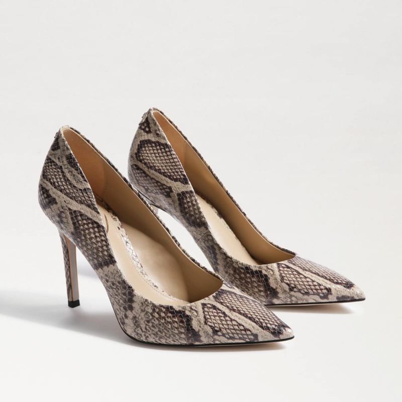 Sam Edelman Hazel Pointed Toe Heel-Stone Snake - Click Image to Close