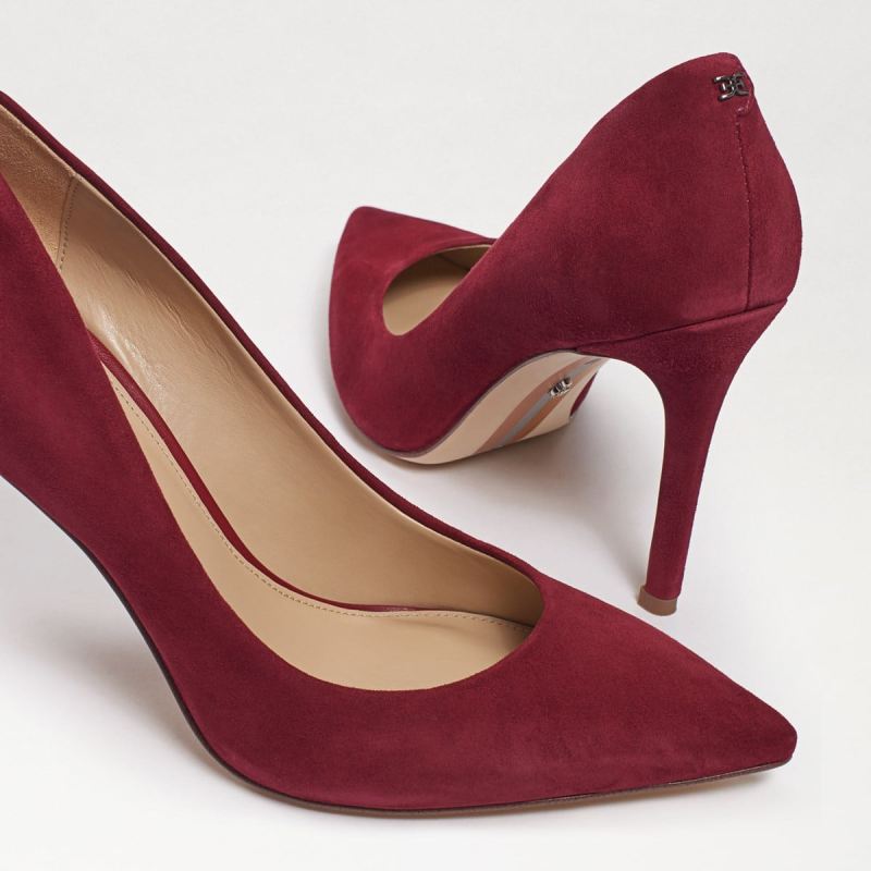 Sam Edelman Hazel Pointed Toe Heel-Bordeaux Suede