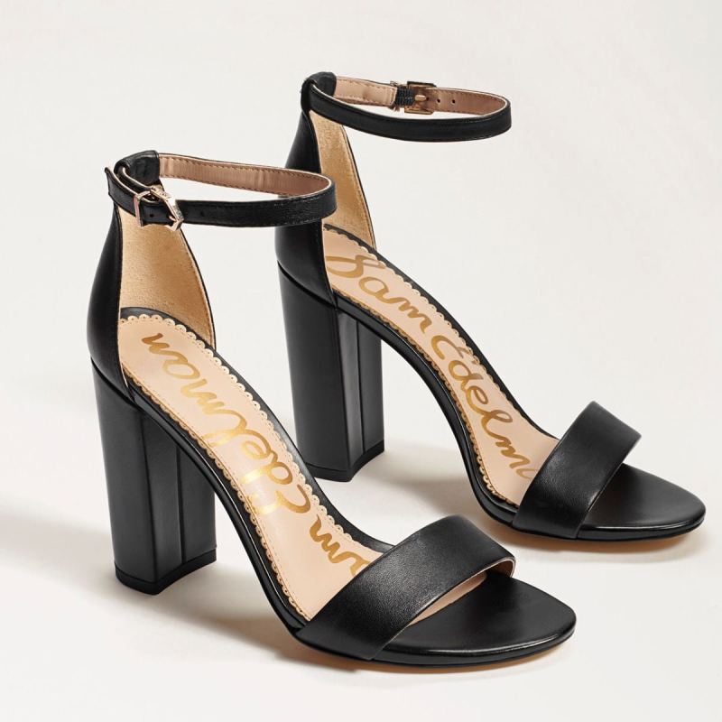 Sam Edelman Yaro Block Heel Sandal-Black Leather