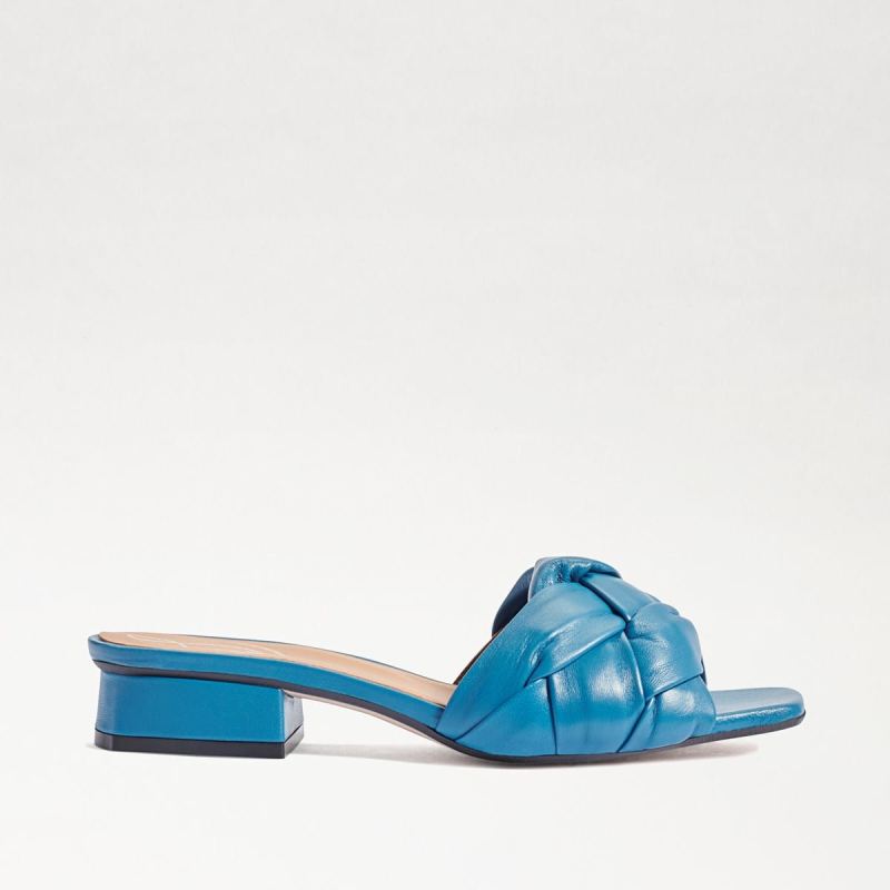 Sam Edelman Lena Block Heel Slide Sandal-Blue Leather