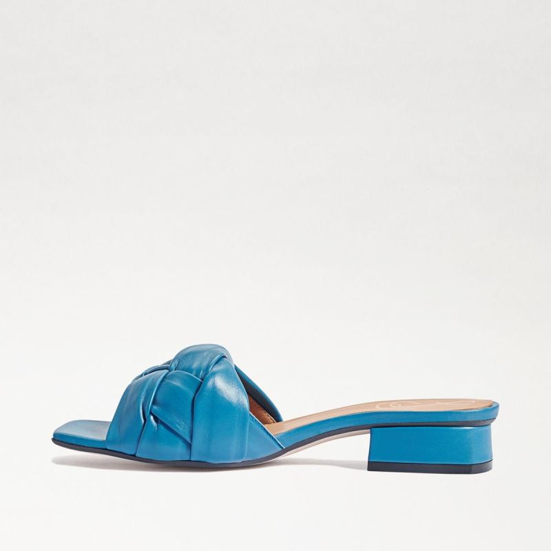 Sam Edelman Lena Block Heel Slide Sandal-Blue Leather