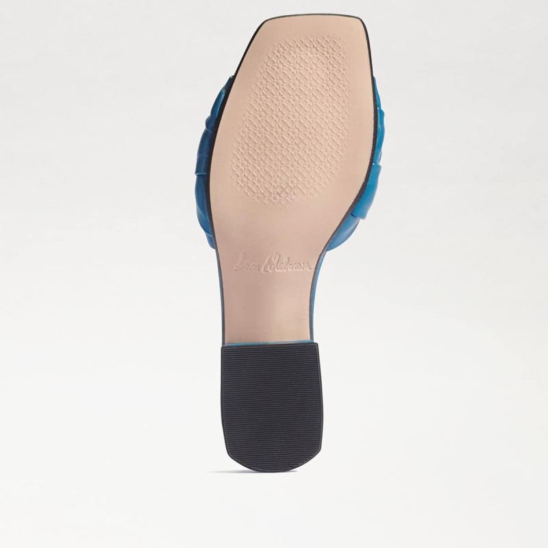 Sam Edelman Lena Block Heel Slide Sandal-Blue Leather