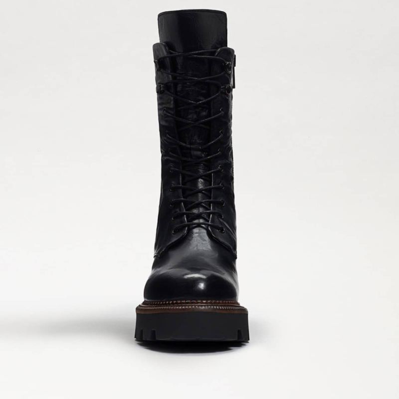 Sam Edelman Wyatt Combat Lug Platform Boot-Black Washed Leather