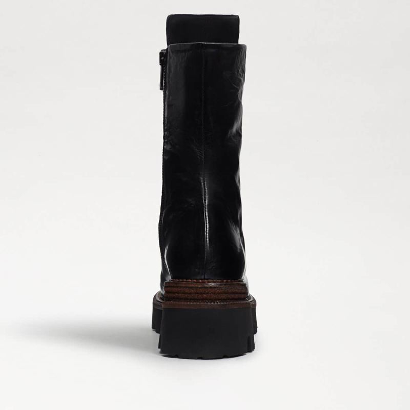 Sam Edelman Wyatt Combat Lug Platform Boot-Black Washed Leather