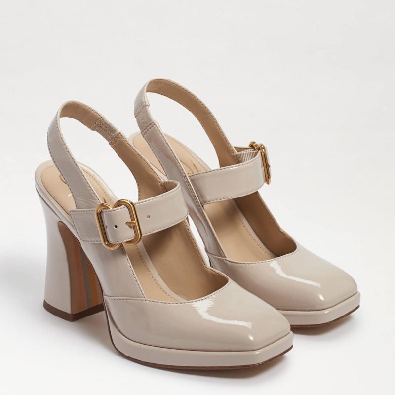 Sam Edelman Jildie Mary Jane Sling Back Heel-Linen Patent - Click Image to Close