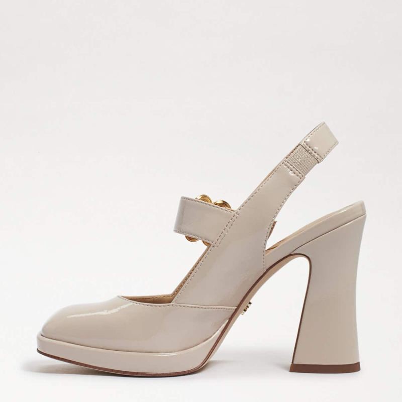 Sam Edelman Jildie Mary Jane Sling Back Heel-Linen Patent