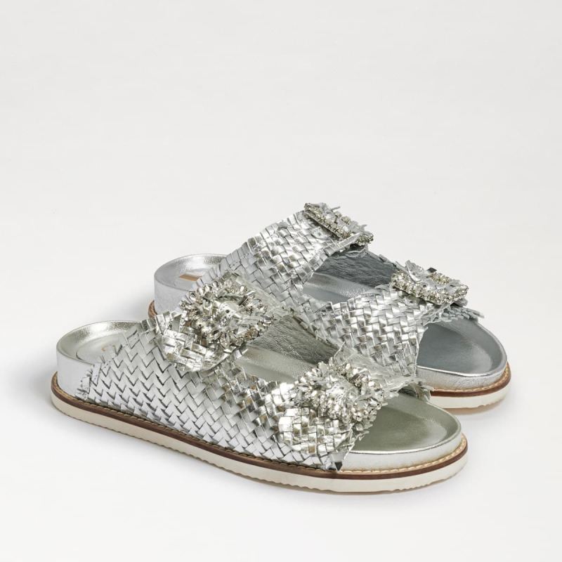 Sam Edelman Oaklyn Embezzled Slide Sandal-Silver Sam Edelman Oaklyn Embezzled Slide Sandal-Silver
