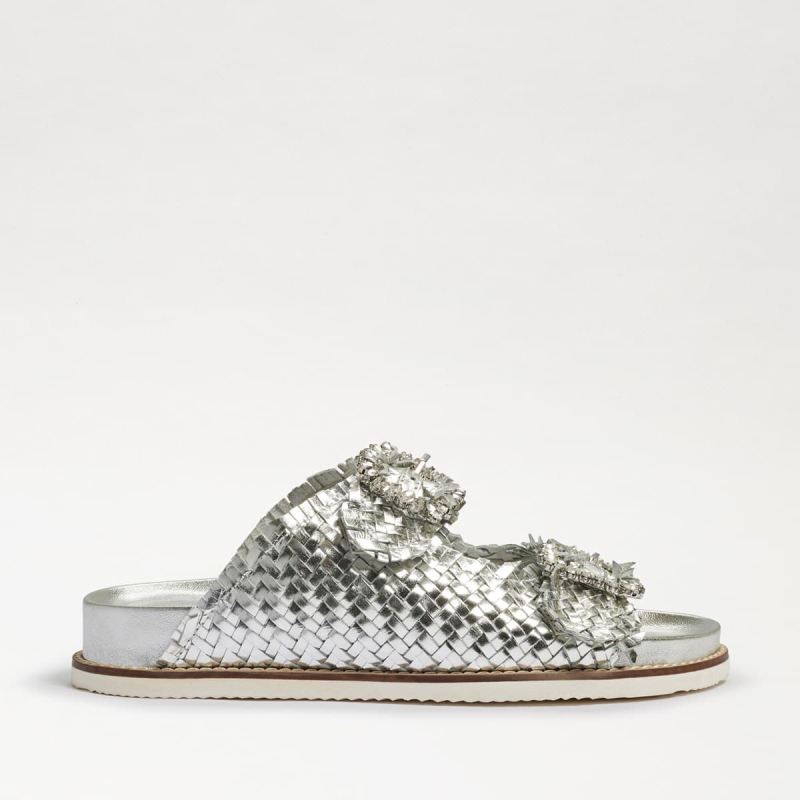 Sam Edelman Oaklyn Embezzled Slide Sandal-Silver