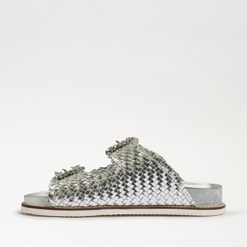 Sam Edelman Oaklyn Embezzled Slide Sandal-Silver