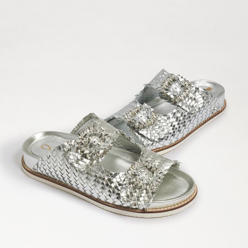 Sam Edelman Oaklyn Embezzled Slide Sandal-Silver