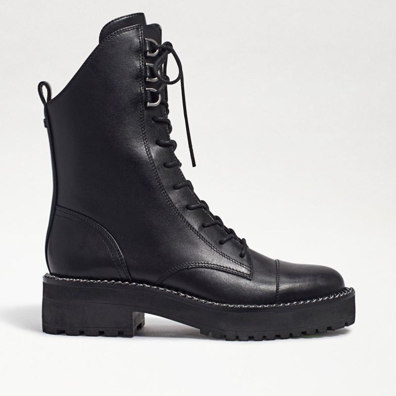 Sam Edelman Lenley Combat Boot-Black Leather