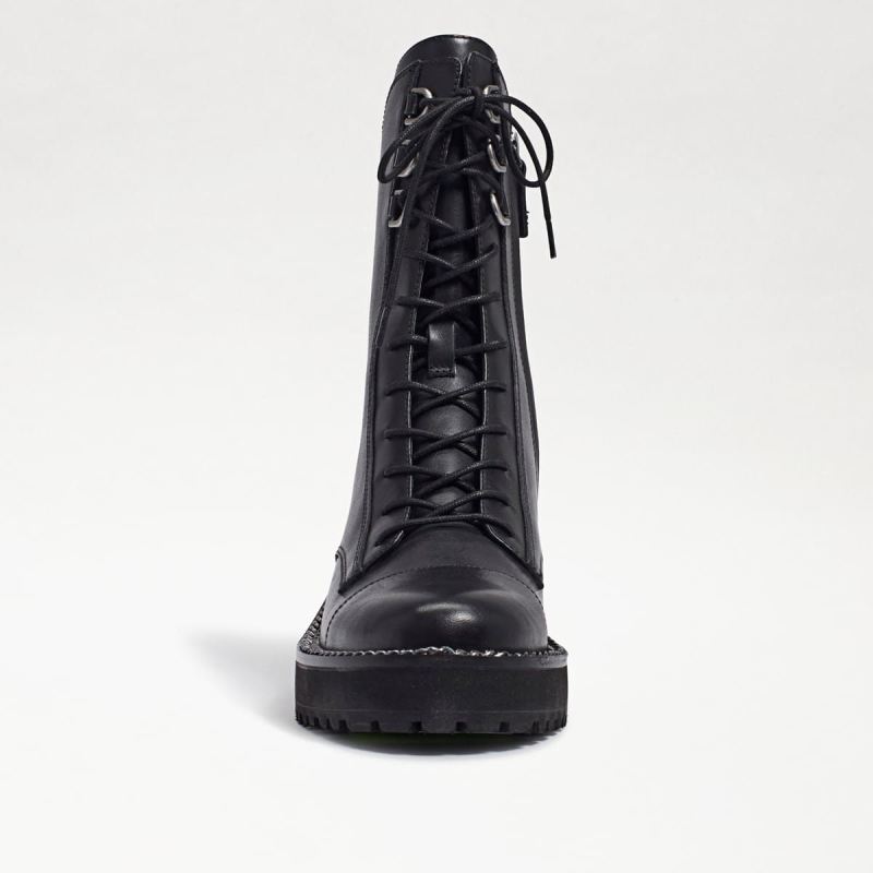 Sam Edelman Lenley Combat Boot-Black Leather