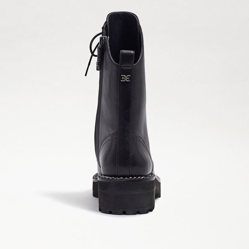 Sam Edelman Lenley Combat Boot-Black Leather